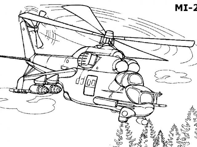 Раскраска про Военных Вертолетов